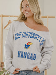 KU Jayhawks Vintage Sport Ash Gray Flashdance Sweatshirt