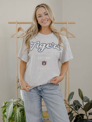Auburn Tigers Letterman Ash Gray Thrifted Tee