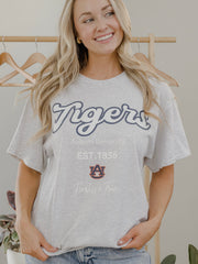 Auburn Tigers Letterman Ash Gray Thrifted Tee