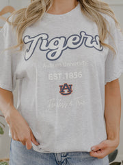 Auburn Tigers Letterman Ash Gray Thrifted Tee