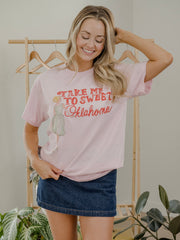 Take Me To Sweet Oklahoma Pink Thrifted Tee