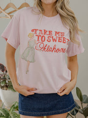 Take Me To Sweet Oklahoma Pink Thrifted Tee