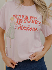 Take Me To Sweet Oklahoma Pink Thrifted Tee