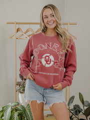 OU Sooners Heritage Plaid Baseball Crimson Sweatshirt