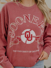 OU Sooners Heritage Plaid Baseball Crimson Sweatshirt