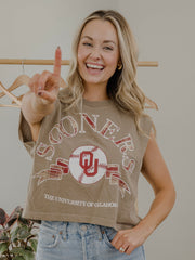 OU Sooners Heritage Plaid Baseball Brown Tank