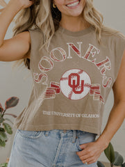 OU Sooners Heritage Plaid Baseball Brown Tank