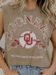 OU Sooners Heritage Plaid Baseball Brown Tank