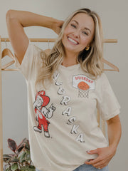 Nebraska Huskers Retro Basketball Off White Thrifted Tee