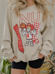 Nebraska Huskers Courtside Basketball Sand Thrifted Sweatshirt
