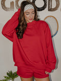 The Weekend Edit Red Mock Neck Sweatshirt