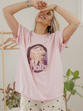 Dolly Parton Bow Pink Thrifted Distressed Tee