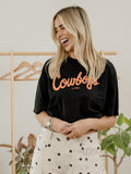 OSU Cowboys Bold Script Washed Black Heavyweight Cropped Tee