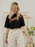 OSU Cowboys Bold Script Washed Black Heavyweight Cropped Tee
