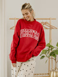 Texas Tech Polka Dot Puff Ink Weekend Red Mock Neck Sweatshirt