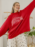 Texas Tech Polka Dot Puff Ink Weekend Red Mock Neck Sweatshirt