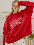 Texas Tech Polka Dot Puff Ink Weekend Red Mock Neck Sweatshirt