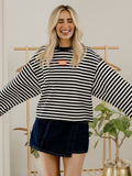 *COMING SOON* OSU Cowboys Block Stich Black/White Stripe Long Sleeve Top