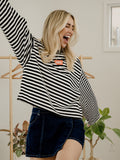 *COMING SOON* OSU Cowboys Block Stich Black/White Stripe Long Sleeve Top