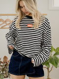 *COMING SOON* OSU Cowboys Block Stich Black/White Stripe Long Sleeve Top