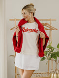 Nebraska Huskers Bold Script Vintage White Ellie Heavyweight Tee