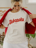 Nebraska Huskers Bold Script Vintage White Ellie Heavyweight Tee