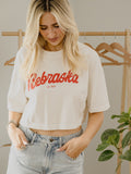 Nebraska Huskers Bold Script Off White Heavyweight Cropped Tee