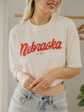 Nebraska Huskers Bold Script Off White Heavyweight Cropped Tee