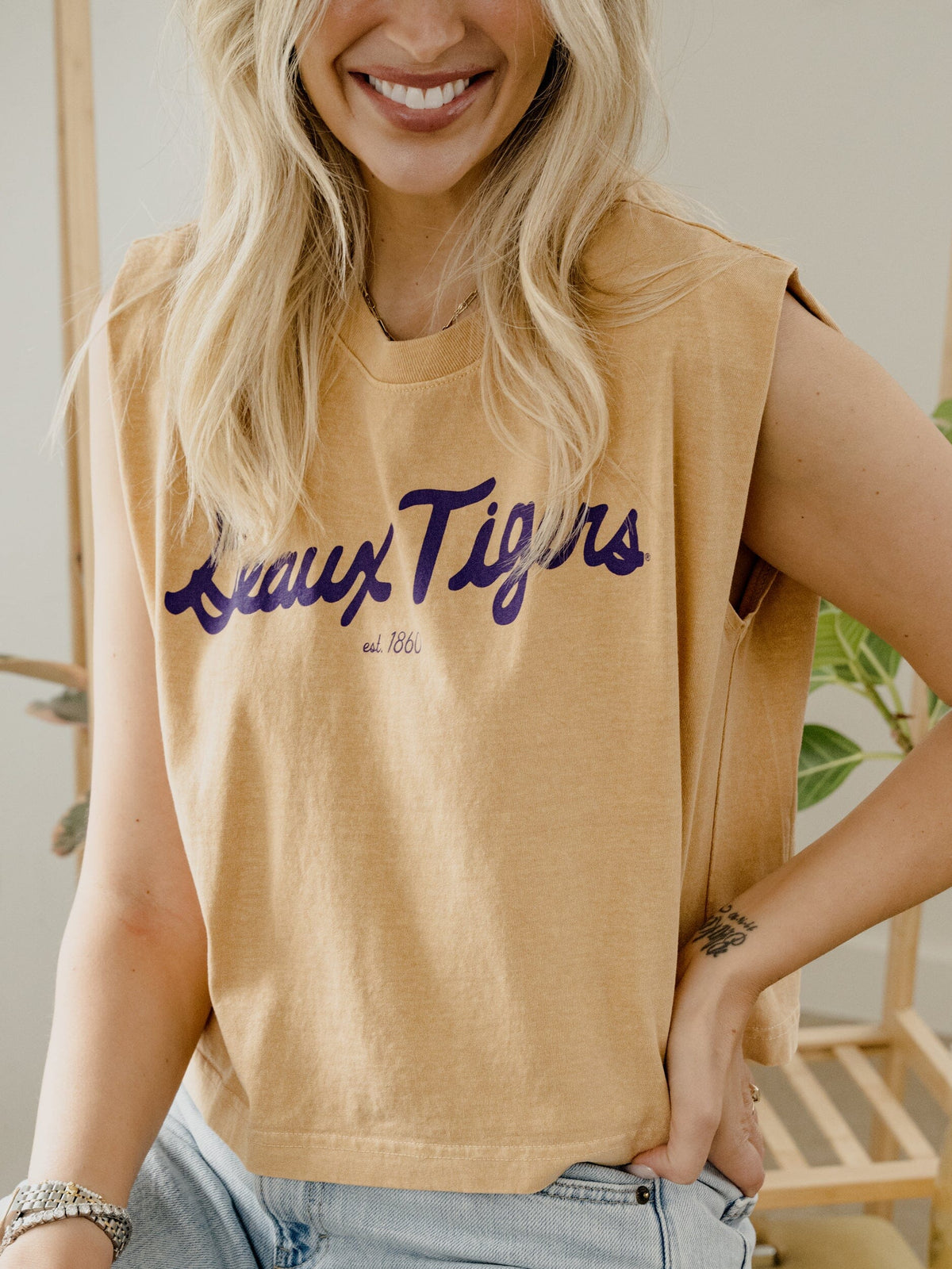 LSU Tigers Bold Script Gold Tank