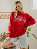 Bama Crimson Tide Polka Dot Puff Ink Weekend Red Mock Neck Sweatshirt
