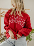 Bama Crimson Tide Polka Dot Puff Ink Weekend Red Mock Neck Sweatshirt