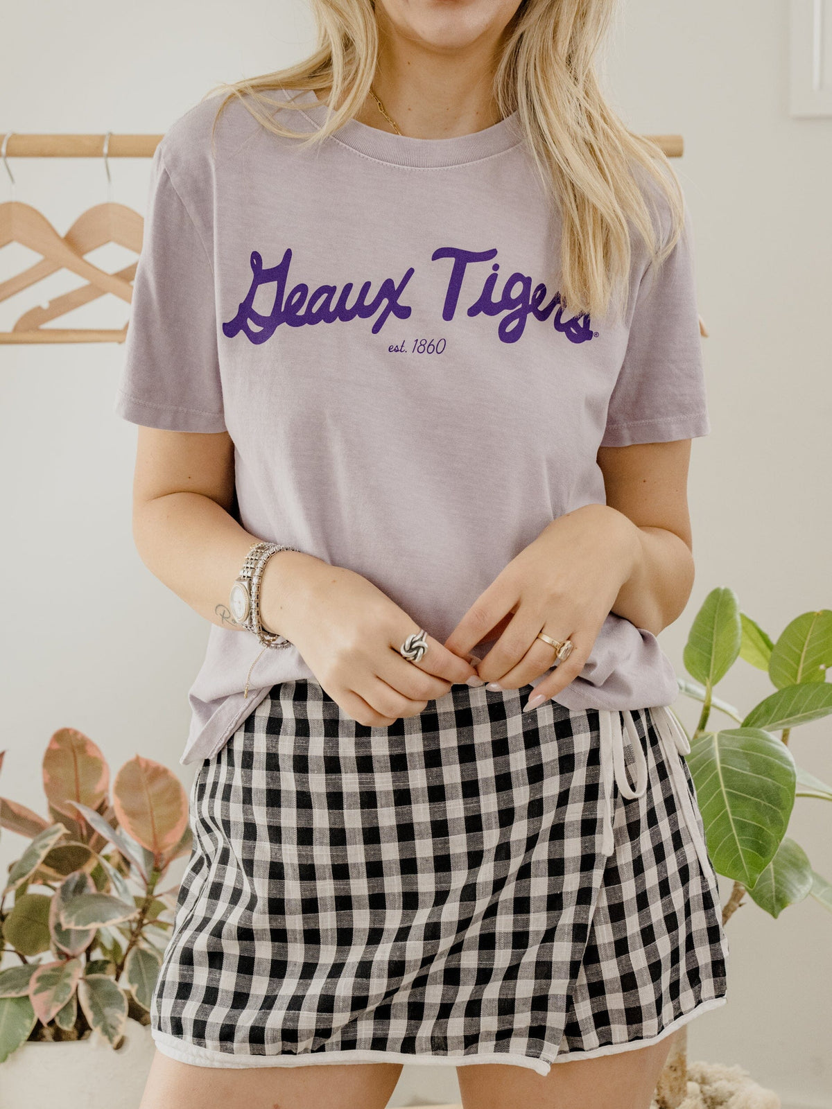 LSU Tigers Bold Script Lilac Ellie Heavyweight Tee