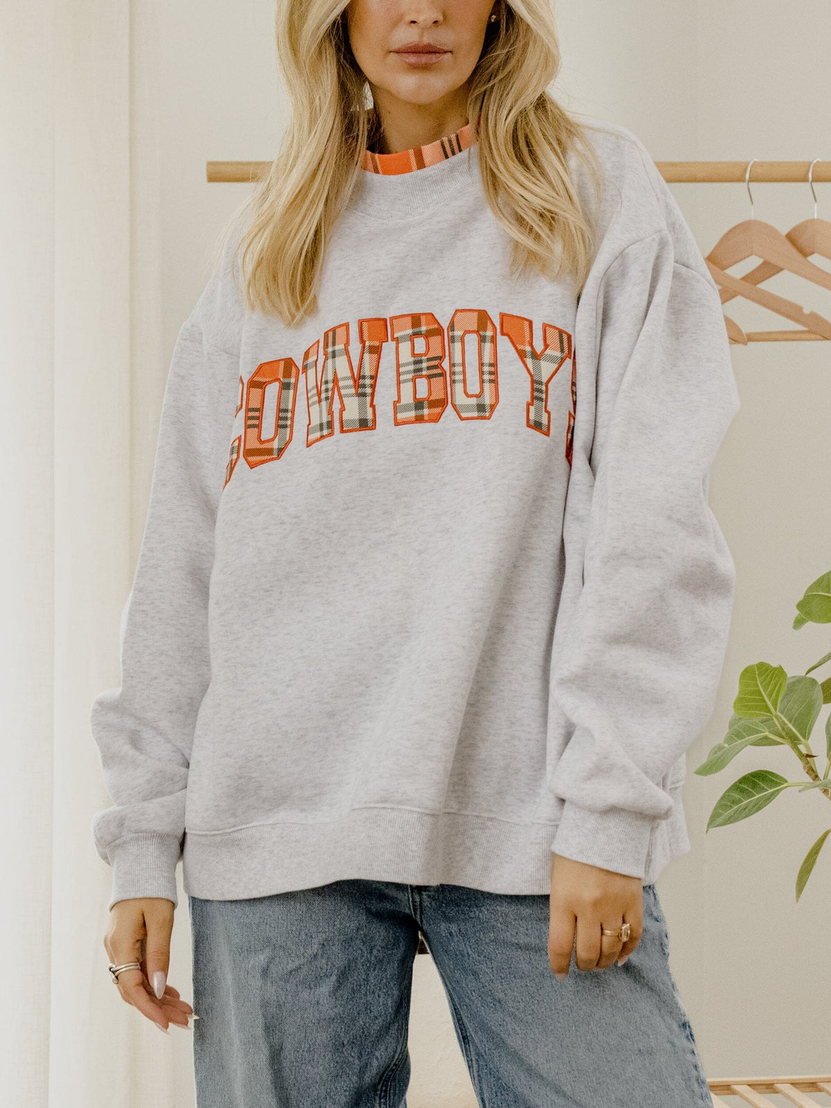 *COMING SOON* OSU Cowboys Varsity Plaid Mock Neck Sweatshirt