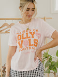 Raised on Dolly Parton & TN Vols Pink Football Pink Ellie Heavyweight Tee