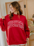 Nebraska Huskers Polka Dot Puff Ink Weekend Red Mock Neck Sweatshirt