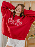 Nebraska Huskers Polka Dot Puff Ink Weekend Red Mock Neck Sweatshirt