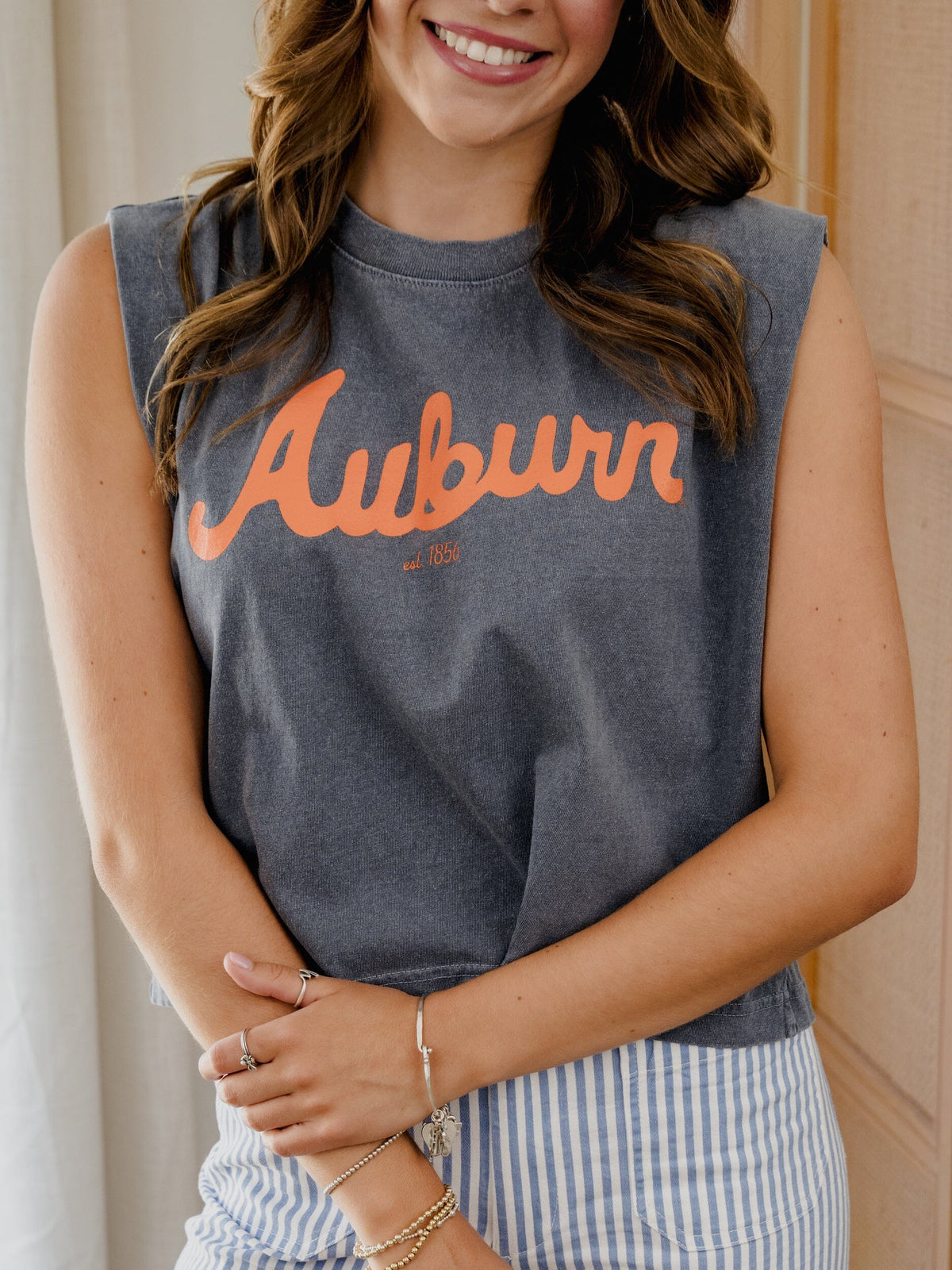 Auburn Tigers Bold Script Faded Navy Tank