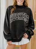 Nebraska Huskers Polka Dot Puff Ink Weekend Black Mock Neck Sweatshirt