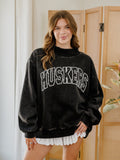 Nebraska Huskers Polka Dot Puff Ink Weekend Black Mock Neck Sweatshirt