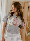 Mississippi State Bulldogs Quilted Puff Ink Gray Cropped Tee