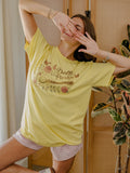 Dolly Parton Guitar Rose Yellow Thrifted Distressed Tee