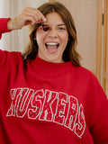 Nebraska Huskers Polka Dot Puff Ink Weekend Red Mock Neck Sweatshirt