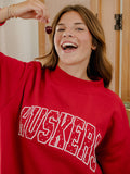 Nebraska Huskers Polka Dot Puff Ink Weekend Red Mock Neck Sweatshirt