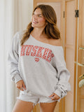 Nebraska Huskers Gingham Heart Ash Gray Flashdance Sweatshirt