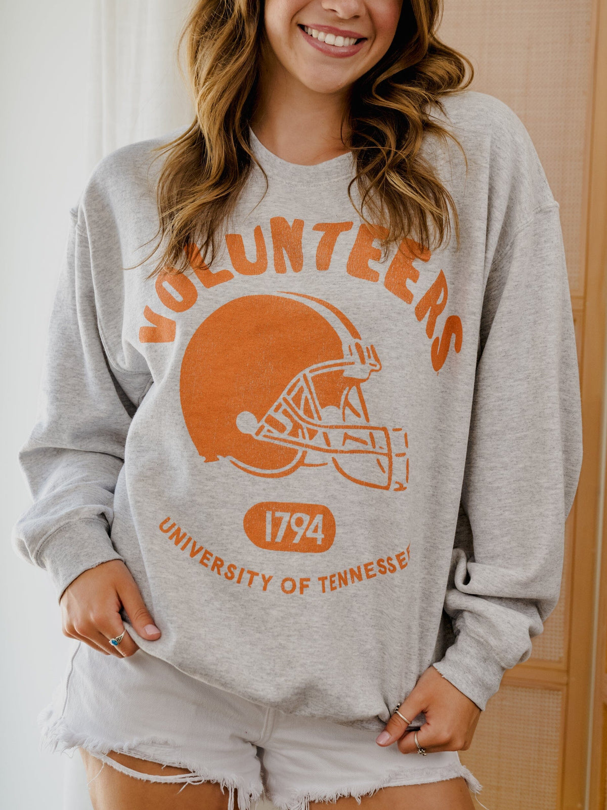 Tennessee Vols Varsity Stamp Thrifted Ash Gray Sweatshirt