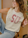 MSU Mississippi State Bulldogs Quilted Puff Ink Off White Tank