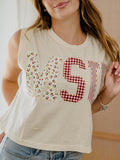 MSU Mississippi State Bulldogs Quilted Puff Ink Off White Tank