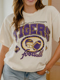 LSU Tigers Gridiron League Off White Thrifted Tee