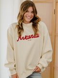 Arkansas Razorbacks Bold Script Ivory Weekend Mock Neck Sweatshirt