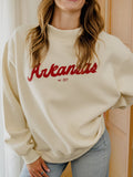 Arkansas Razorbacks Bold Script Ivory Weekend Mock Neck Sweatshirt